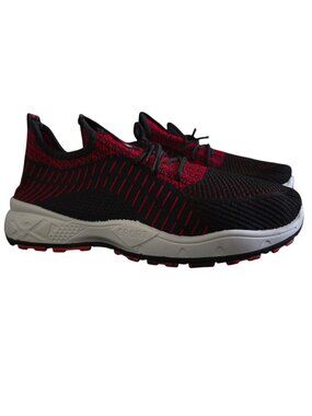 Mens Black Red Knit Running Shoes Size 43 Lightweight Athletic Sneakers NWOB.